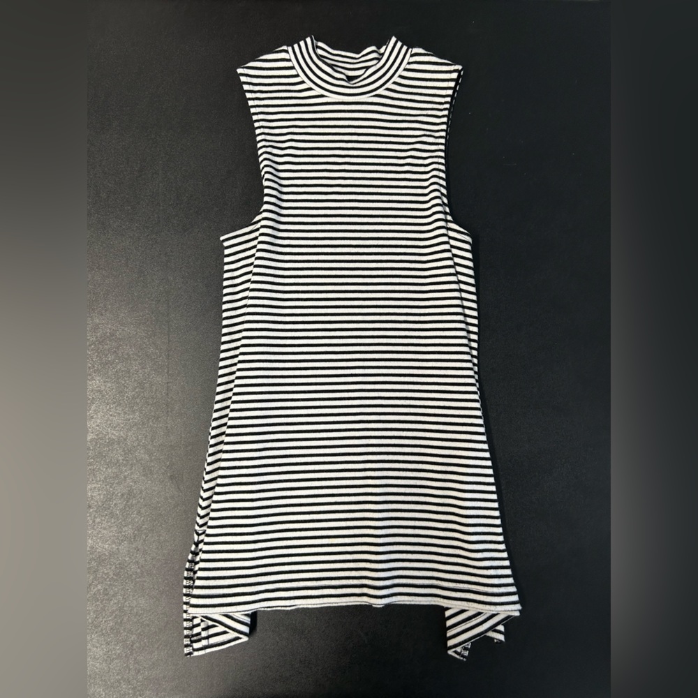 Striped mock neck tunic
